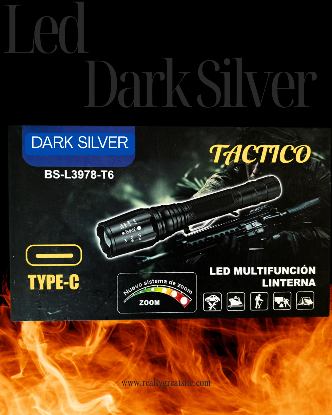 🔦⚡ LINTERNA LED DARK SILVER LARGA DISTANCIA + CARGA RAPIDA 🔋