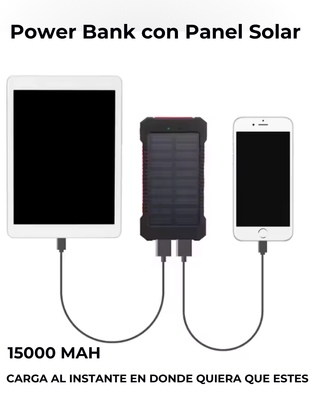 Waterproof Banco de Carga con Panel Solar