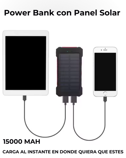 Waterproof Banco de Carga con Panel Solar