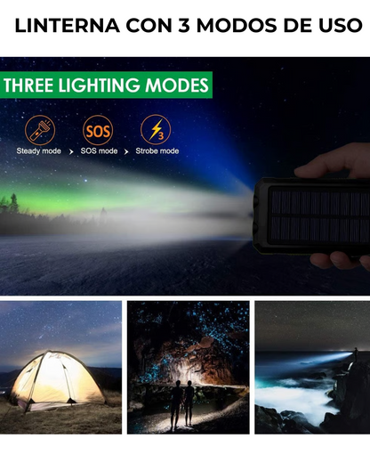 Waterproof Banco de Carga con Panel Solar