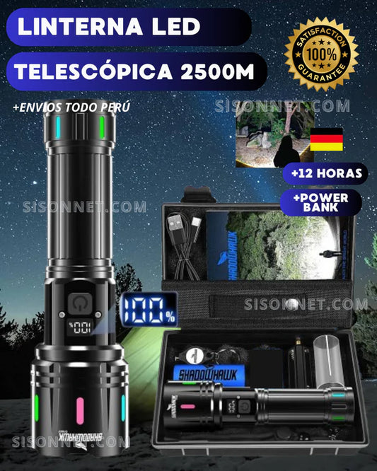 🔦⚡ SKYFIRE™  LINTERNA TELESCOPICA + PANTALLA DE CARGA 🔋| BATERÍA DE LITIO
